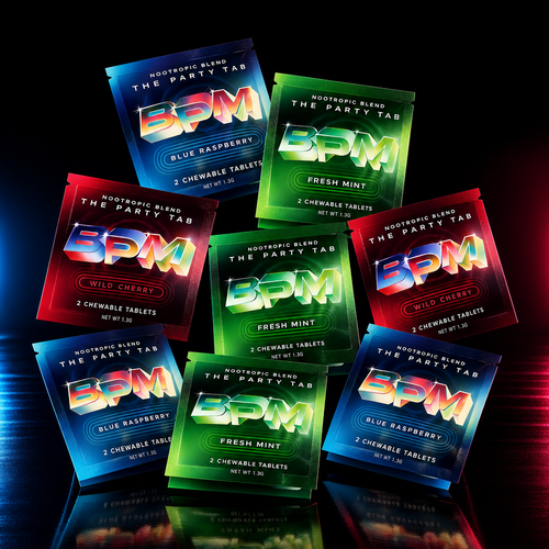 The BPM Bundle - 8 Party Tab sachets in Blue Raspberry, Fresh Mint, and Wild Cherry