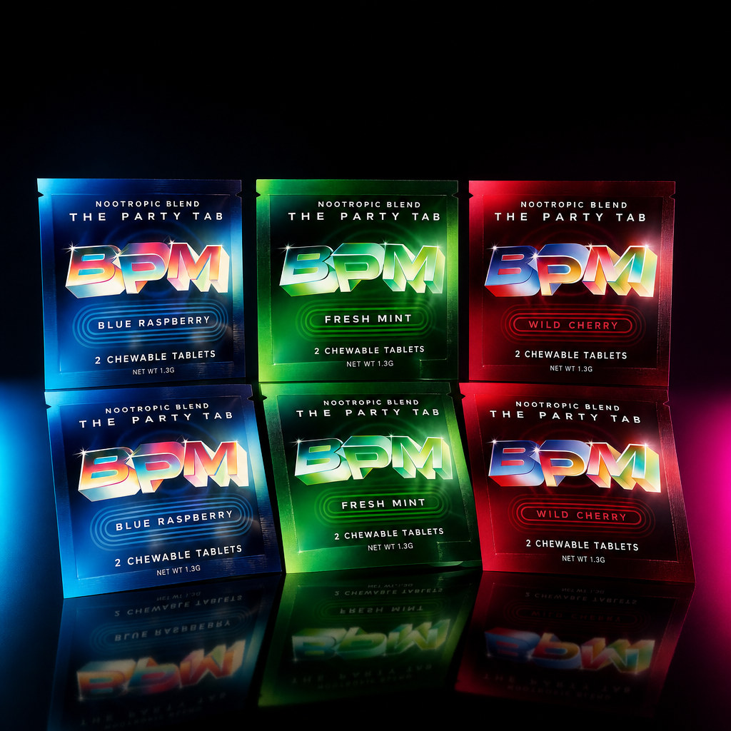 BPM Monthly Subscription 6 Packs - Blue Raspberry, Fresh Mint, and Wild Cherry Party Tab sachets